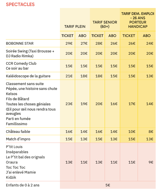 Tarifs 26-27